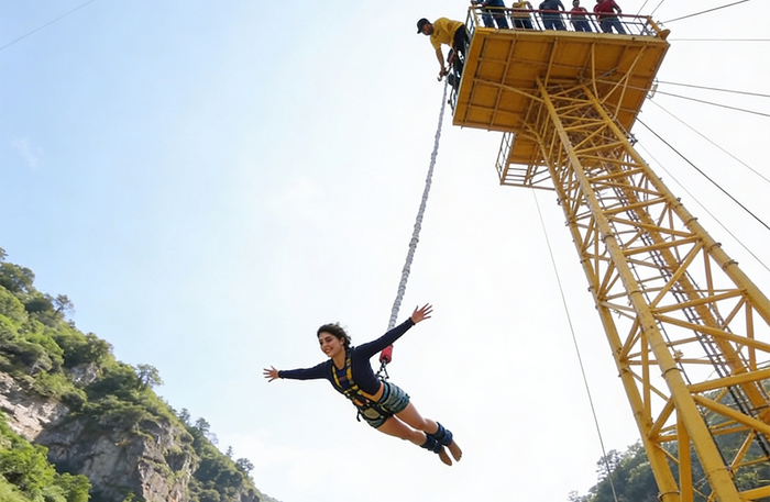 Epic 83m Tower Bungee & Flying Fox Combo in Rishikesh with Video & Cab Transfer