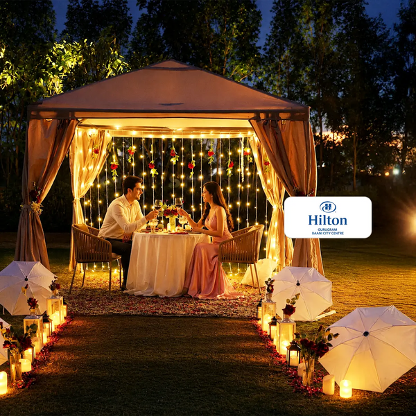 Luxurious Five-Course Rooftop Cabana Dining Experience for Two at Hilton Gurgaon