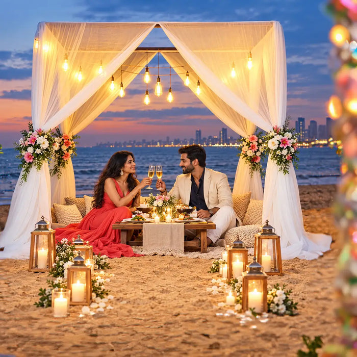 Luxury Gazebo and Teepee Beach Dining Experience for Two in Mumbai
