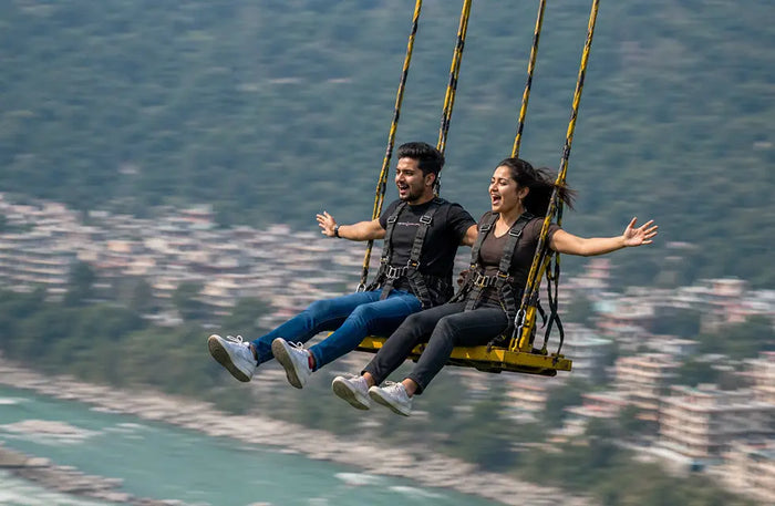 Mind-Blowing 55m Reverse Bungee and 43m Giant Swing Combo in Rishikesh