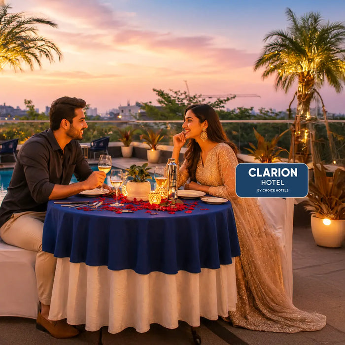 Bespoke Private Poolside Candlelight Dinner Experience for Two by Hotel Clarion in Bengaluru