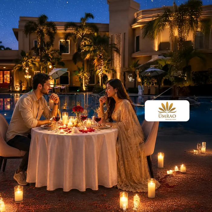 Memorable Poolside 3-Course Candlelight Dinner for Two at Umrao Delhi NCR