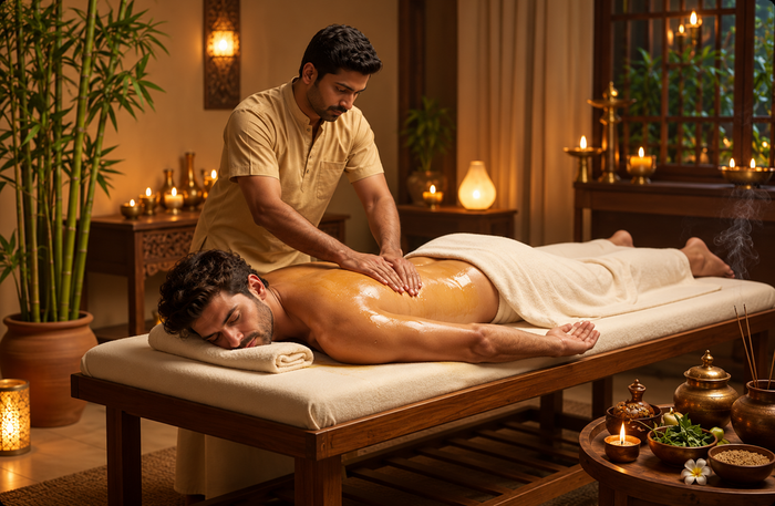 Rejuvenating 90-Minute Ayurvedic Abhyangam Massage with Bahya Vasti Therapy at Shadanga New Delhi for One