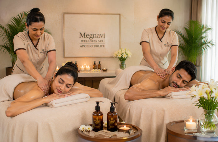 Restorative One-Hour Couple Swedish Massage at Meghavi Wellness Spa - Apollo Urlife - Hyderabad