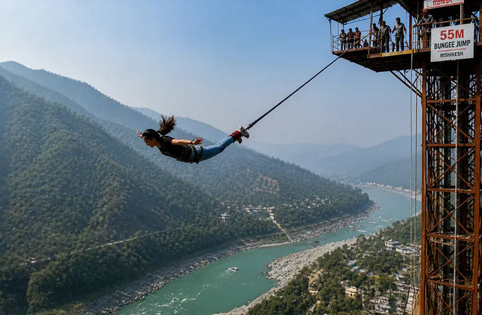 Rishikesh Thrill Combo: 55m Tower Bungee Jump & Reverse Bungee Experience