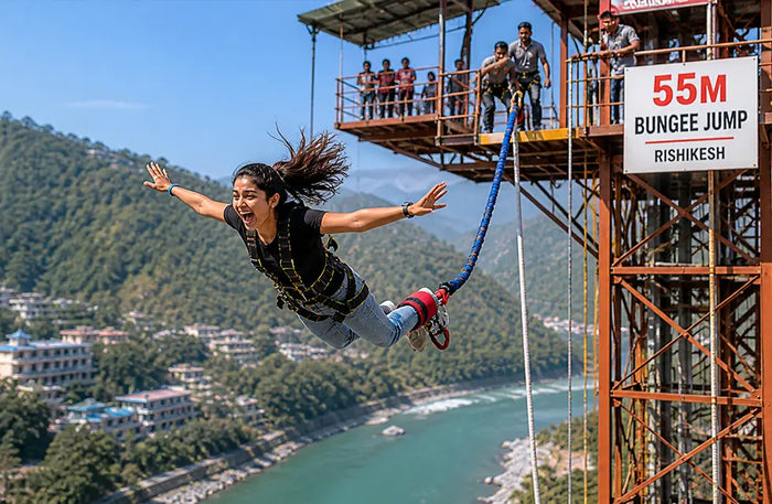 Rishikesh Thrill Combo: 55m Tower Bungee Jump & Reverse Bungee Experience