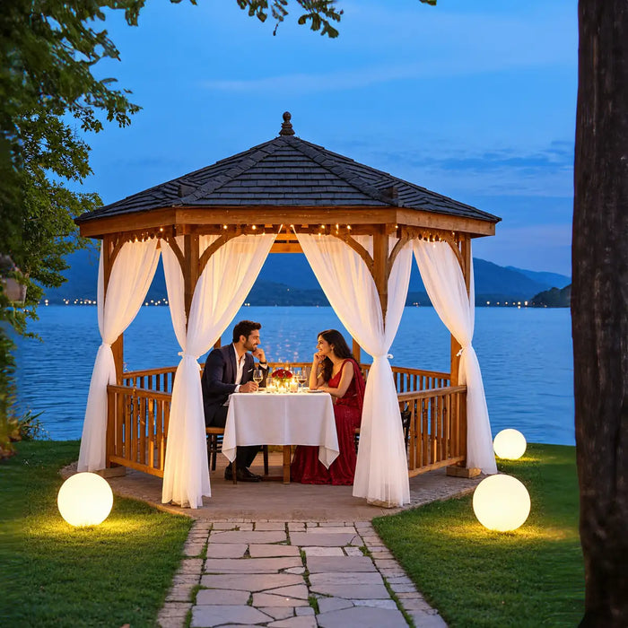 Romantic Dining Experience for Two at Luxury Gazebo with Lakeview in Mayur
