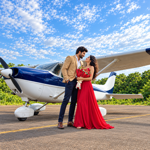 Romantic 30-Minute Private Cessna 172 Flight Experience Over Mumbai Skyline with Romantic Celebration Setup