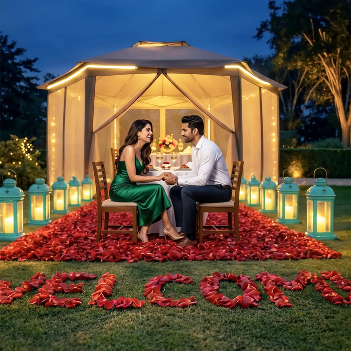 Romantic Rose Royale Garden Candle Light Dinner Experience for Two in Gurugram