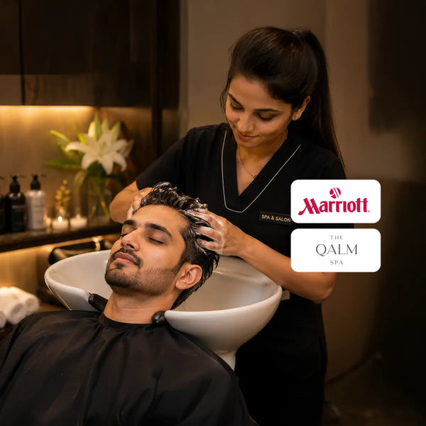 Stylish 45-Minute Hair Spa Experience for Men at The Qalm Spa & Salon, Indore Marriott Hotel in Indore