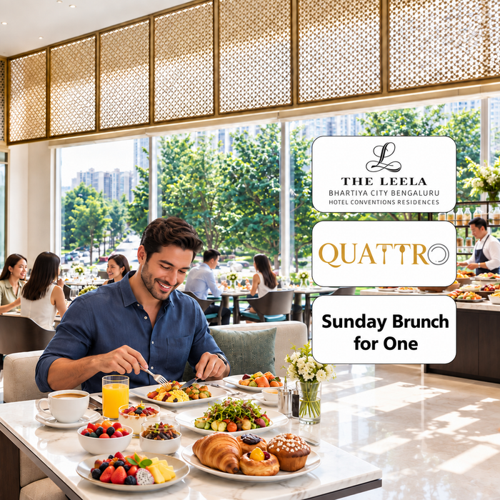 The Leela Bhartiya City Bengaluru - Sunday Brunch with Live Cooking Stations at Quattro for One
