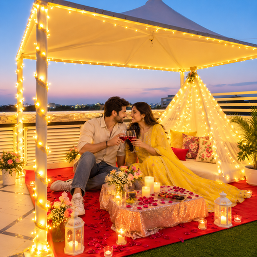 Memorable Private Fountain-Side Candlelight Fine Dining Experience for Two in Jaipur, Jaipur Delhi NCR