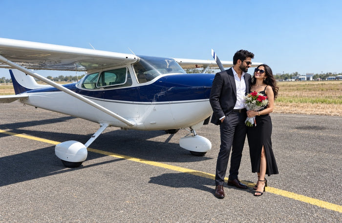 Romantic 30-Minute Private Cessna 172 Flight Experience Over Mumbai Skyline with Romantic Celebration Setup