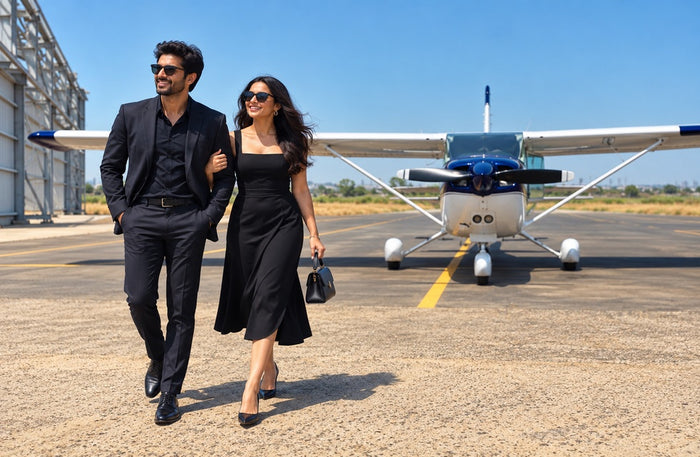 Romantic 30-Minute Private Cessna 172 Flight Experience Over Mumbai Skyline with Romantic Celebration Setup