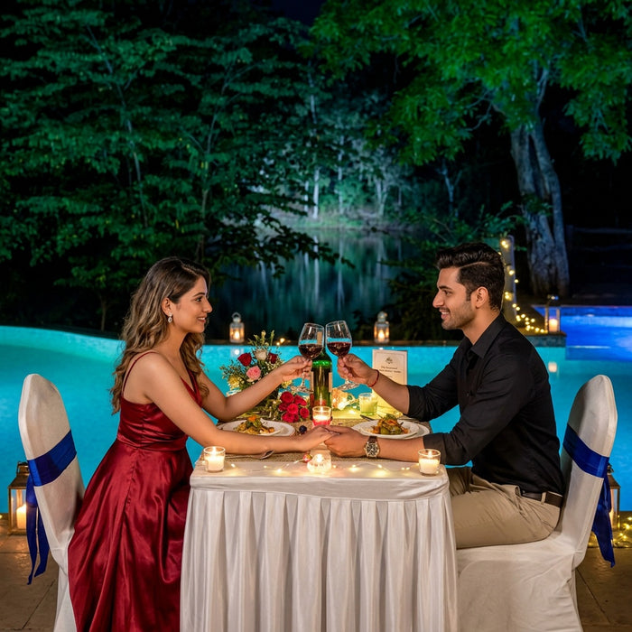 Romantic Candlelight Dinner Experience for Two at The Riverwood Forest Retreat - Kanha