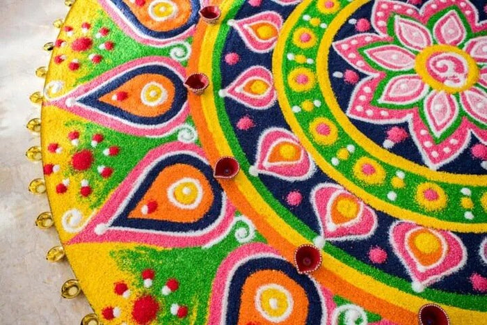 Curated 1-Hour Traditional Kolam Art class using Colored Flour with Guide