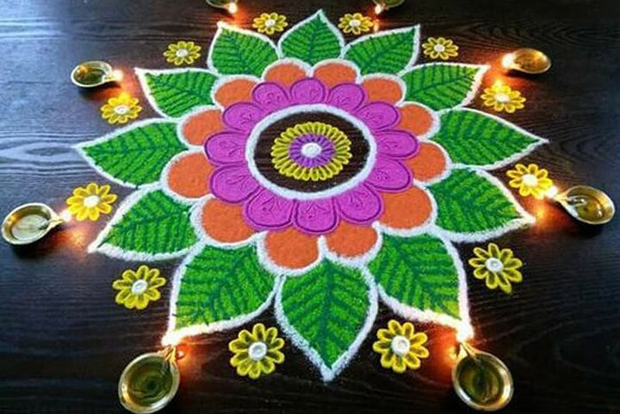 Curated 1-Hour Traditional Kolam Art class using Colored Flour with Guide