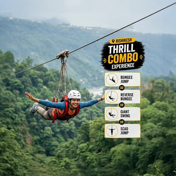 Rishikesh Thrill Combo with Bungee Jump, Reverse Bungee, Giant Swing and SCAD Jump