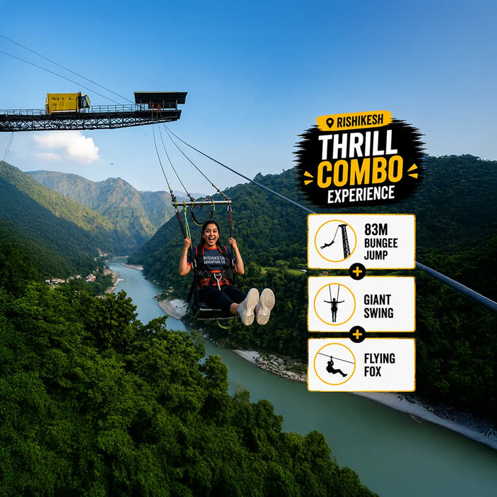 Adrenaline-Packed 83m Bungee Jump, Giant Swing & Flying Fox Combo in Rishikesh