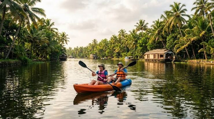 Scenic Freshwater Kayaking Experience in Kovalam