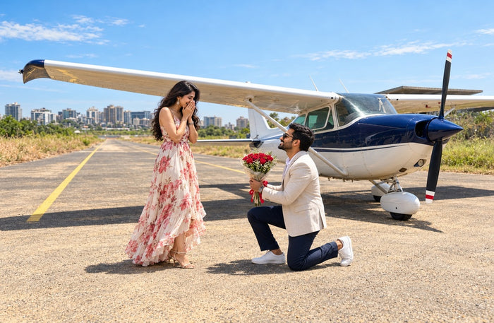 Romantic 30-Minute Private Cessna 172 Flight Experience Over Mumbai Skyline with Romantic Celebration Setup
