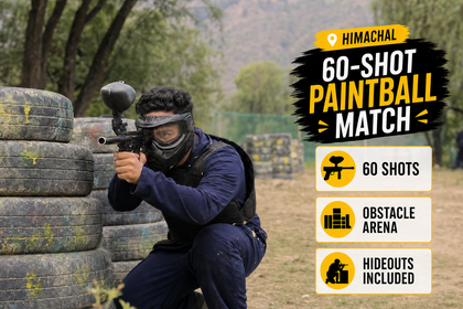 Thrilling 60-Shot Paintball Experience with Obstacles & Hideouts in Palampur